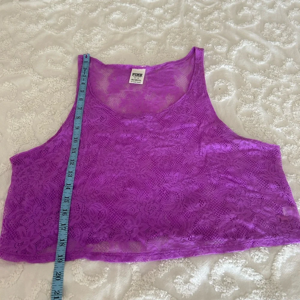 2 for$20 VS PINK Cropped Lace Tank - Picture 3 of 5
